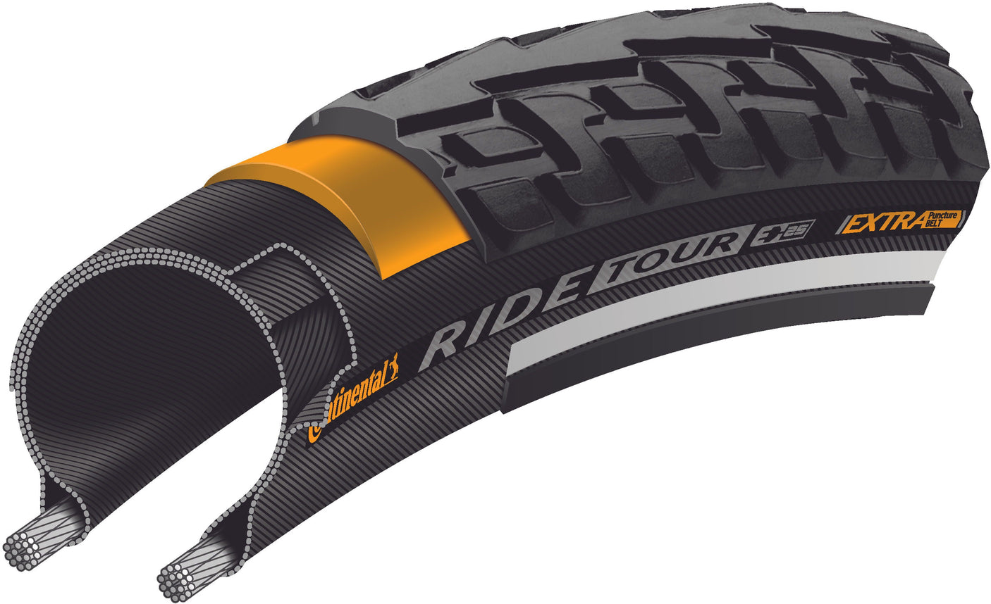 Continental Ride Tour Drahtreifen 27x1 1/4" Reflex schwarz