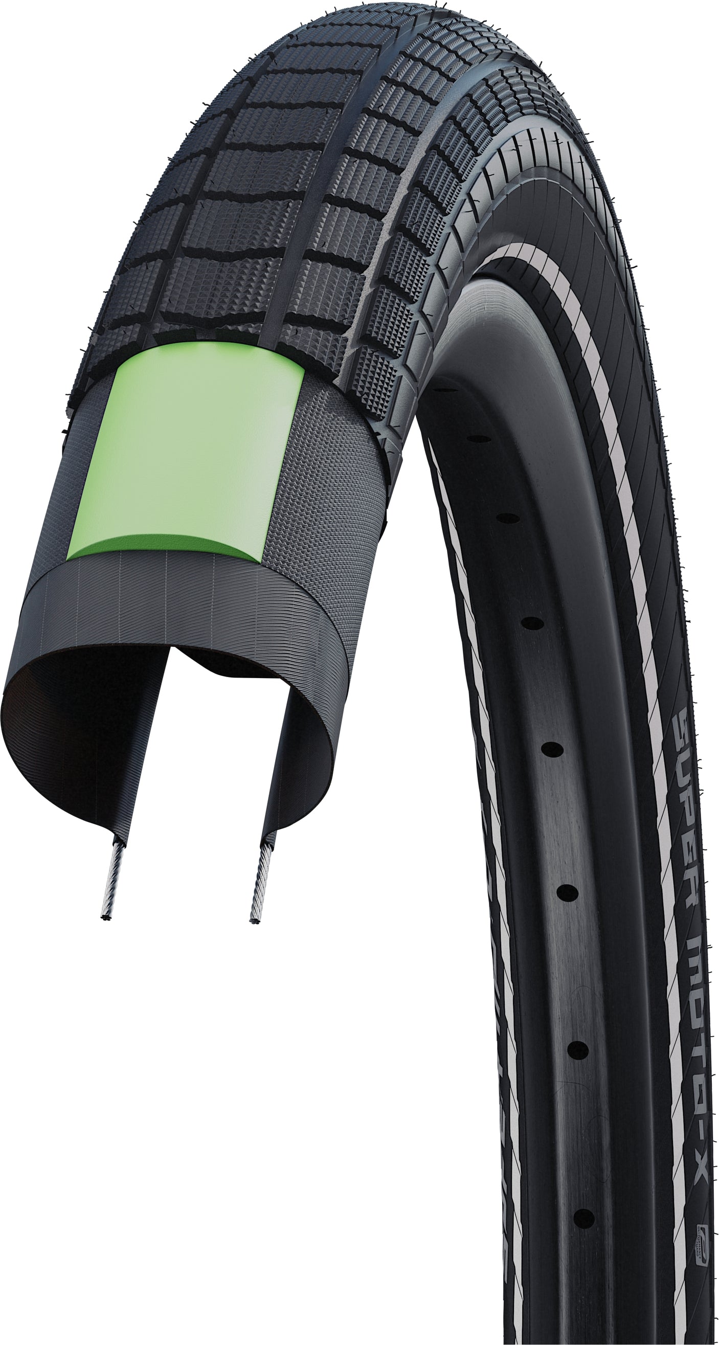 SCHWALBE Super Moto-X Drahtreifen 27.5x2.40" Performance Greenguard