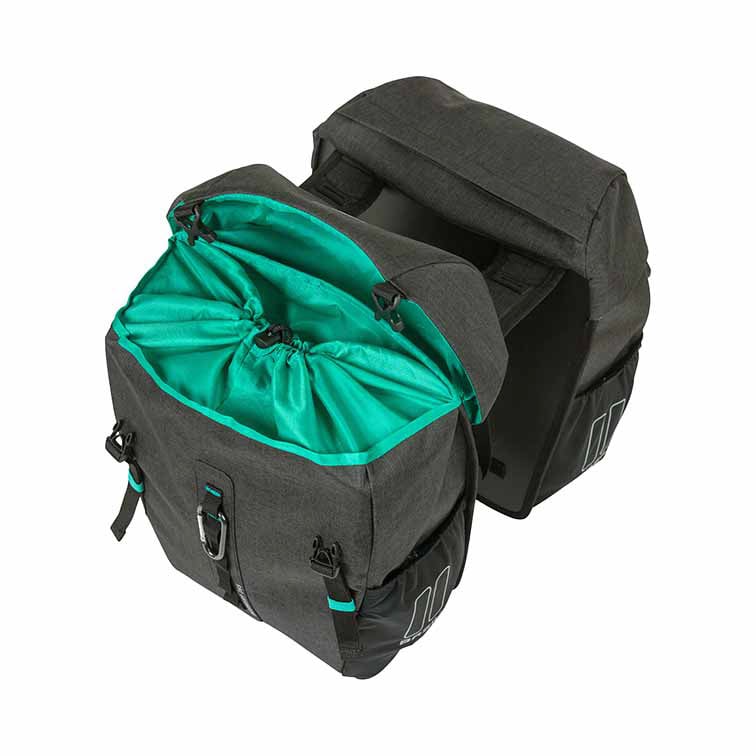 Basil Discovery 365D Doppel-Gepäckträgertasche M 18l schwarz/türkis